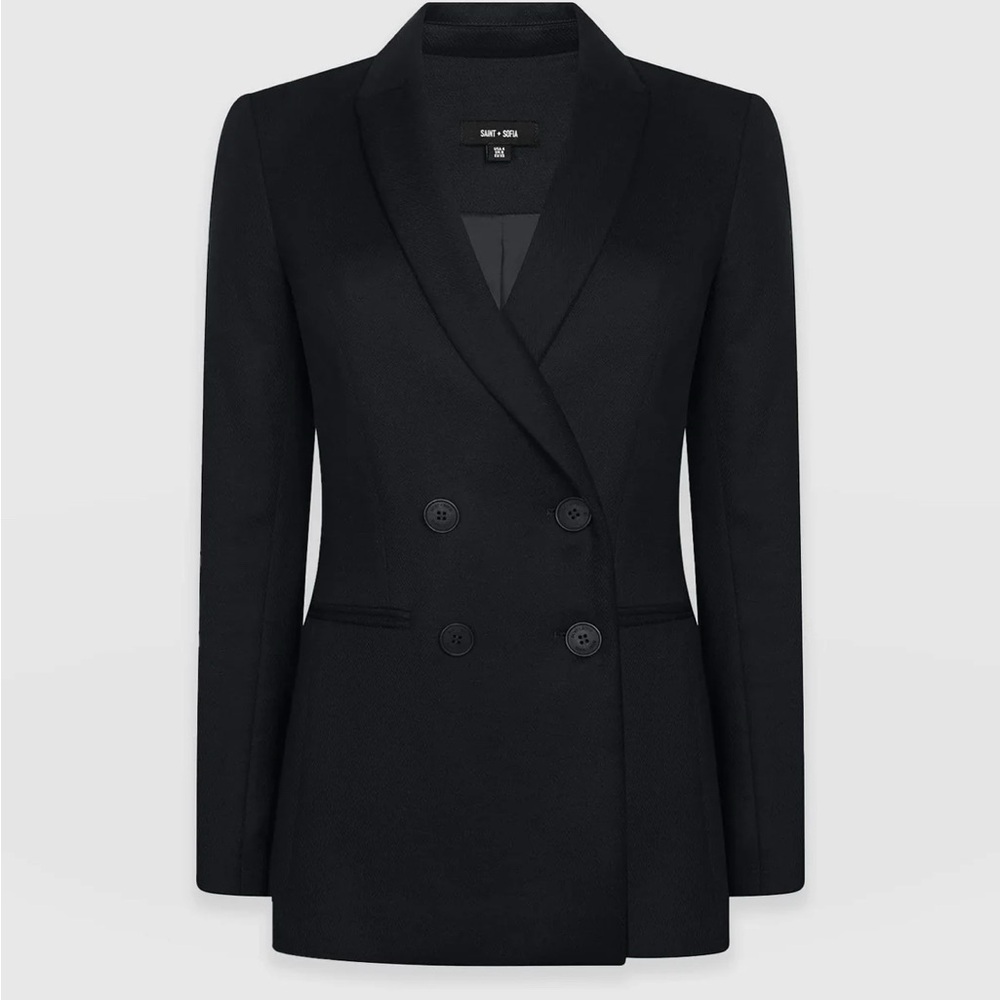 Women's Black Double-Breasted Cambridge Blazer - Saint and Sofia